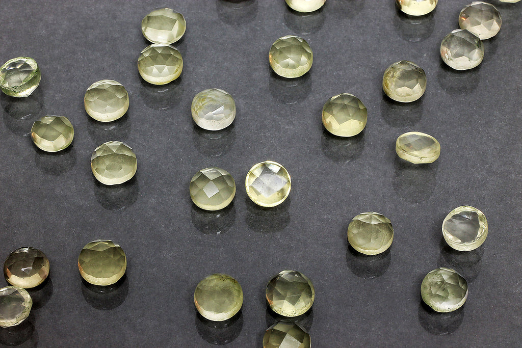 Lemon Quartz Cabochon Gemstone Calibrated Round Checker Cut Loose Jewelry Making