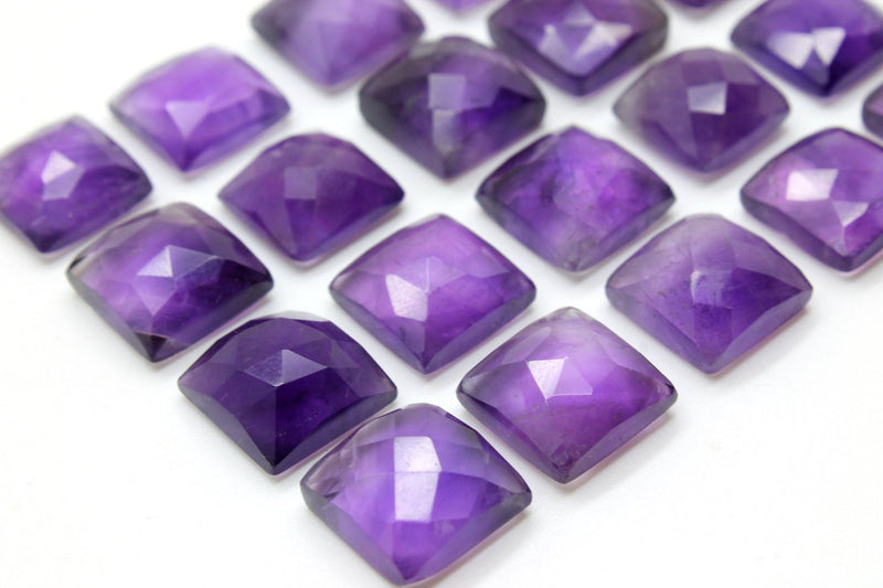 Amethyst Square Shape Natural Cabochon Purple Loose Stone 4mm 6mm 8mm 12mm