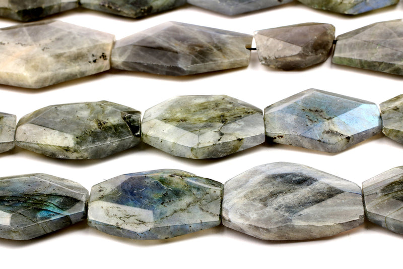 Natural Labradorite Slabs Faceted Gemstone Large Beads Jewelry Making 16