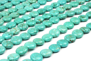 Natural AA Turquoise Magnesite Puffy Coin Loose Spacer Gemstone Beads Wholesale