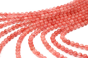 Cherry Quartz Gemstone Beads Natural Smooth Round Crystal Wholesale DIY Jewelry