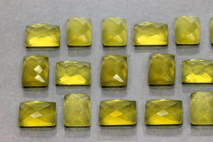 Lemon Quartz Cabochon Checkercut Gemstone Loose Rectangle AA Crystal DIY Jewelry