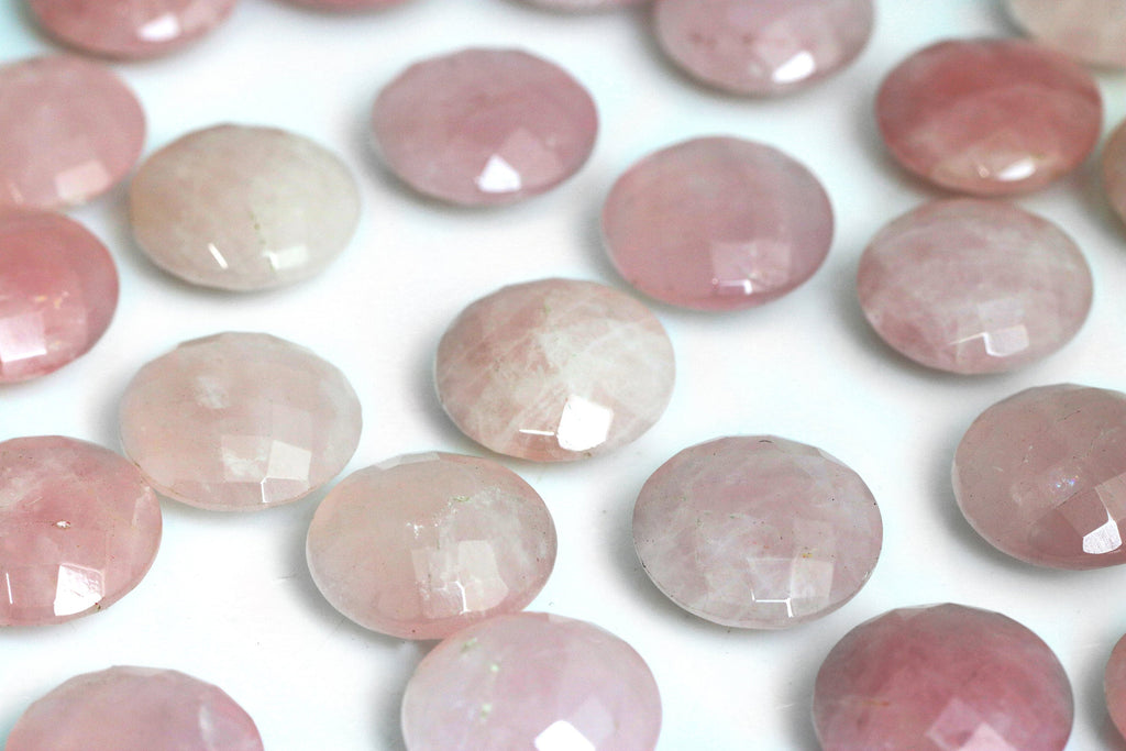 Rose Quartz Natural Faceted Gemstone Loose Round Crystal Wholesale DIY Jewelry