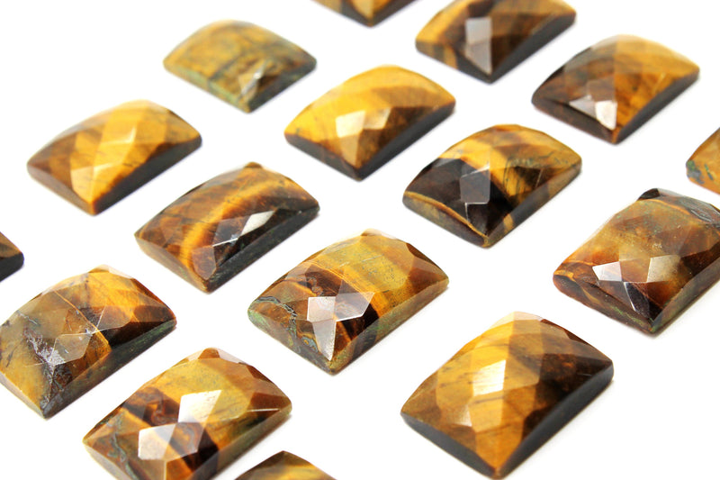 Tiger Eye Rectangle AA Gemstone Faceted Natural Cabochon Loose Jewelry Making