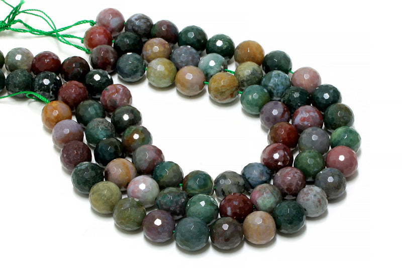 12mm Round Fancy Jasper Beads Loose Spacer Faceted Gemstone DIY Jewelry Supply