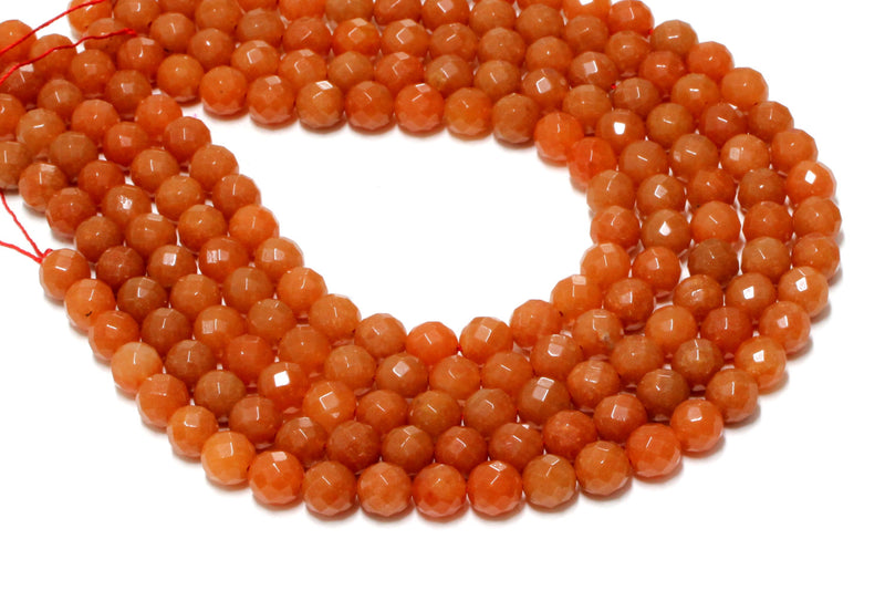 Large Natural Aventurine Necklace Orange Faceted Round Loose Bulk Spacer Beads