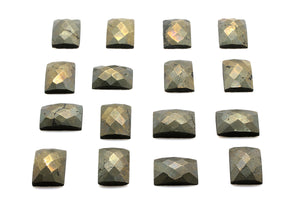 Natural Pyrite Gemstone Rectangle 13x18mm Faceted Loose Cabochon Jewelry Making