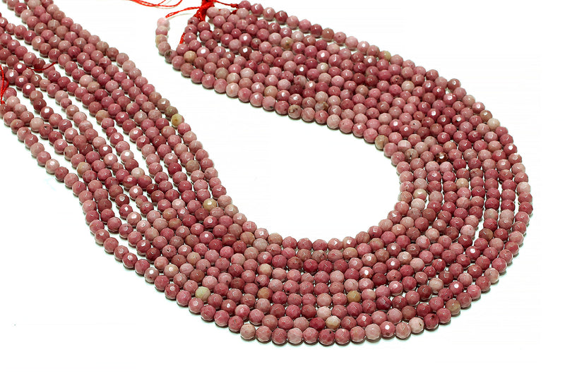 Rhodonite Beads Faceted Round Loose Gemstone Jewelry Making Crafting Material