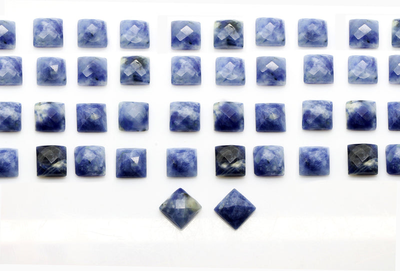 Sodalite Faceted Cabochon Natural Blue Square Gemstone Wholesale Jewelry Making