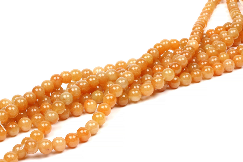 Orange Aventurine Round Beads Smooth Natural Loose Gemstone DIY Jewelry Material