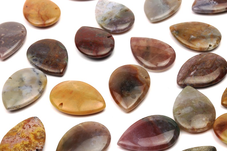 Jasper Teardrop Beads Multi Color Natural Gemstone Side Drilled Jewelry Supply