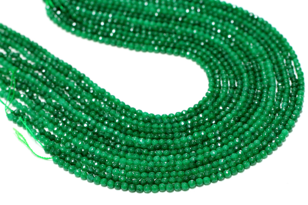 Natural Green Jade Beads Faceted Loose Gemstone Jewelry Supply 16" Full Strand