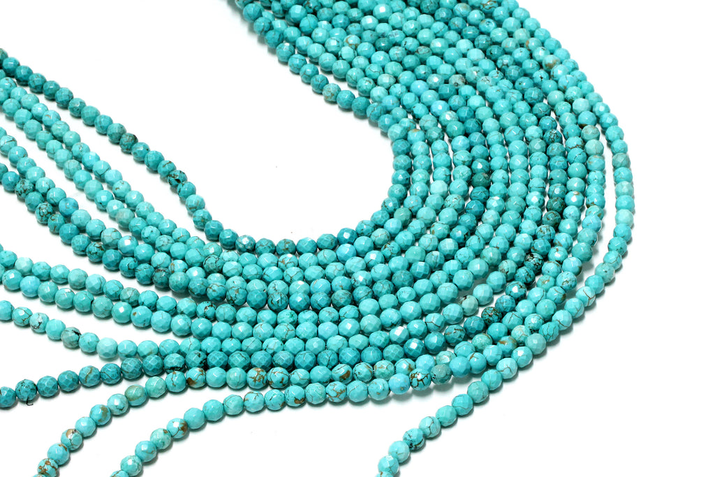 Round 4mm Turquoise Magnesite Beads Faceted Loose Gemstone Bulk Jewelry Supplies