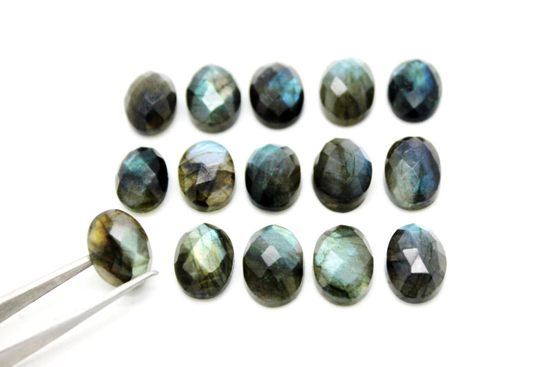 Natural Oval Labradorite Faceted Cabochon Gemstone Wholesale Loose Jewelry Stone