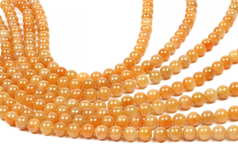 Natural Orange Aventurine Beads Loose Round Smooth Gemstone Jewelry Making Gem