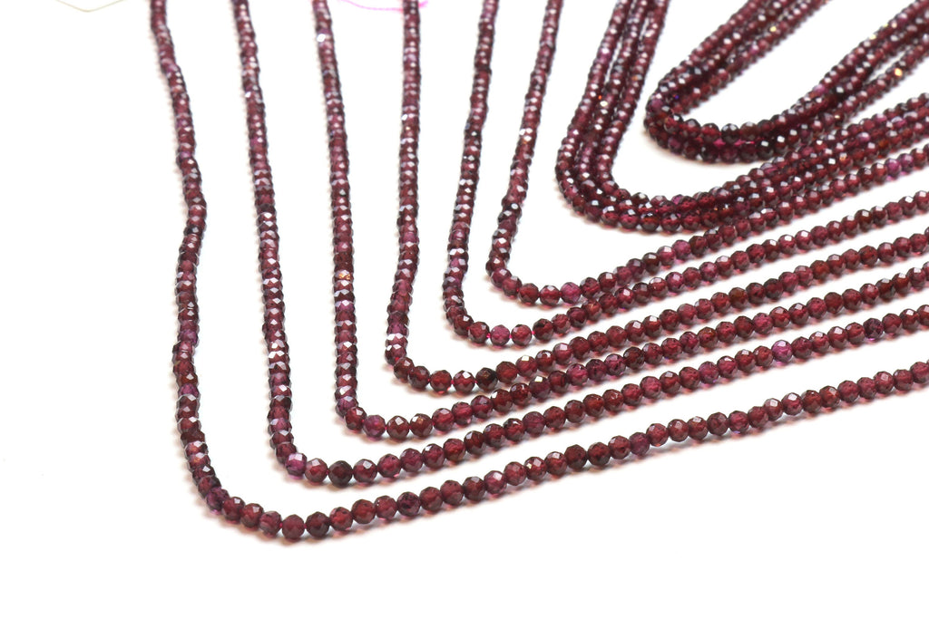 3mm Round Garnet Beads Faceted Loose Gemstones January Birthstone Jewelry Supply