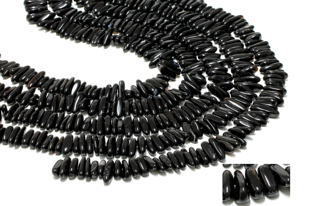 Natural Black Onyx Chips Beads Loose AA Gemstone Jewelry Supply Wholesale