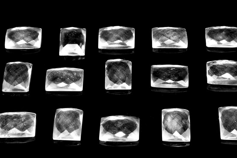 Rectangle 13x18mm Natural Crystal Quartz Faceted Cabochon Gemstone DIY Bulk Sale