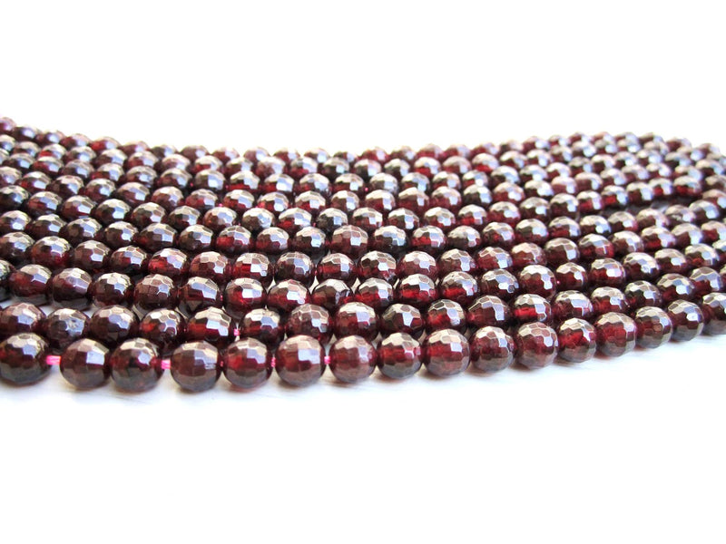 8mm Natural Round Cherry Red Garnet Beads Loose Faceted 16