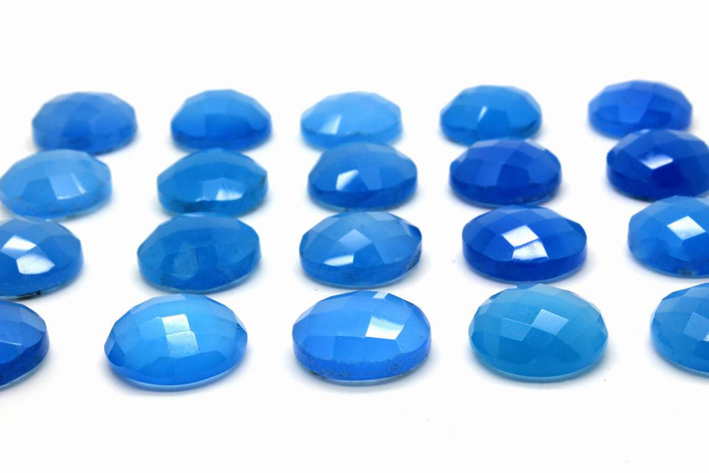 Blue Chalcedony Gemstone Round Loose Faceted Cabochon Wholesale Jewelry Supply