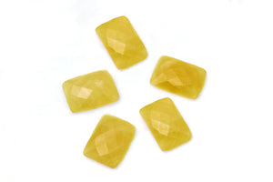 Rectangle Yellow Chalcedony Cabochon Loose Faceted Natural Gemstone DIY Jewelry