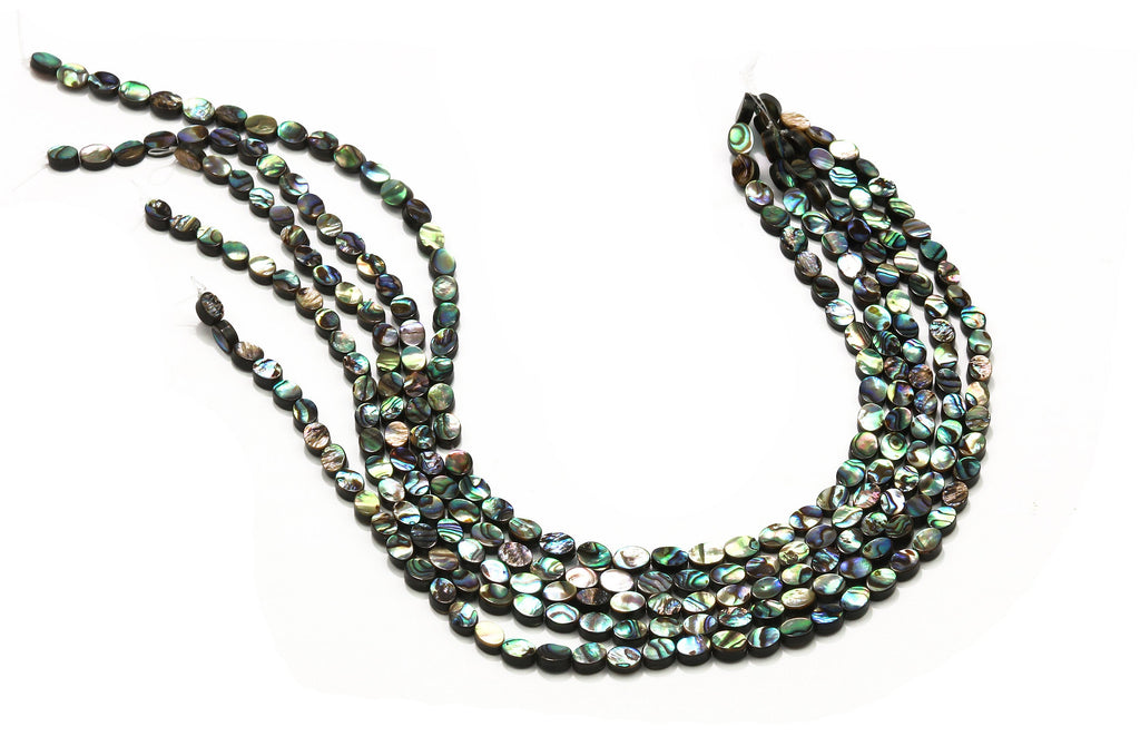 Oval Natural Abalone Shell Loose Flat 16" Strand Gemstone Beads Jewelry Making