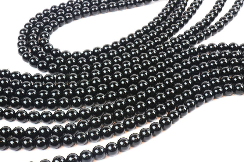 4mm Grade A Semiprecious Natural Black Onyx Gemstone Loose Smooth Round Beads