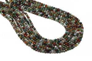 Fancy Jasper Beads Multi-colored 4mm Round Faceted Loose Gemstone Jewelry Supply