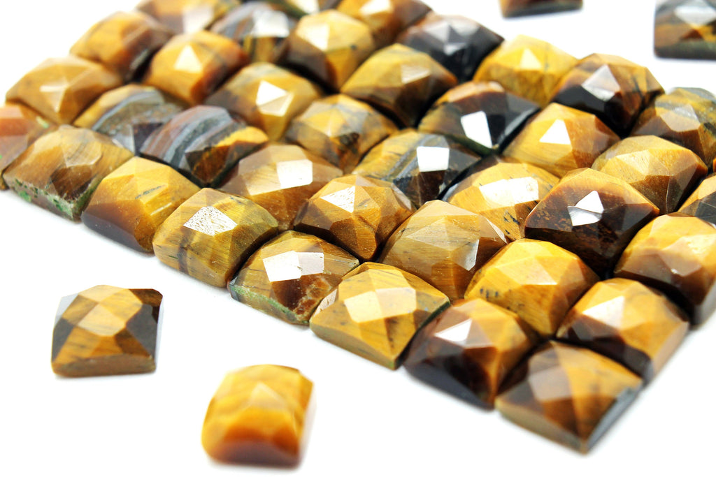 Natural 6x6mm Tiger Eye Square Gemstone Loose Faceted Cabochon Wholesale Supply