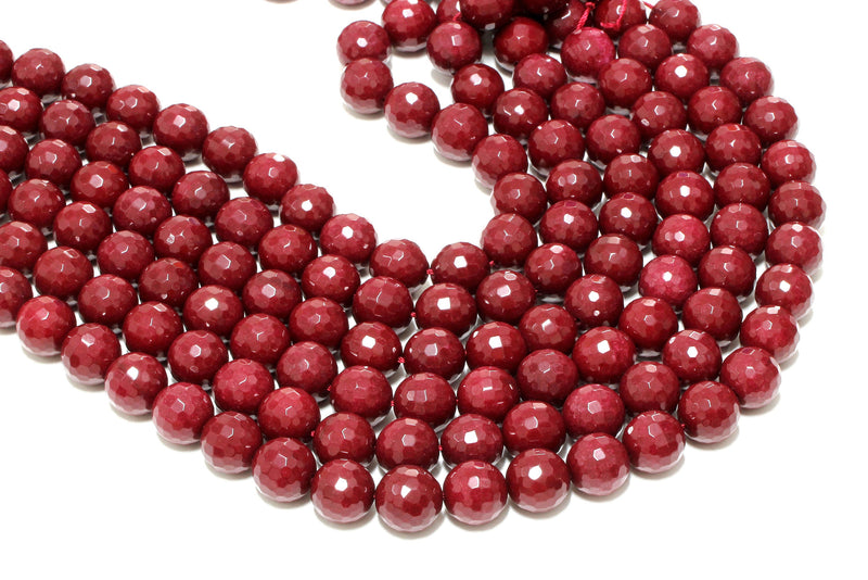 10mm Red Jade Beads Round Faceted Loose Spacer Gemstone Jewelry Supply