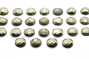 Natural Pyrite Gemstone Round Faceted Cabochon DIY Jewelry 4mm 6mm 8mm 10mm 16mm