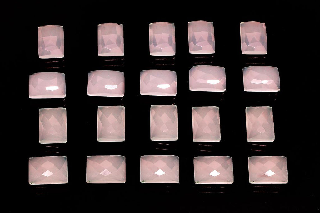 Rectangle Pink Chalcedony Gemstone Faceted Cabochon Loose Natural Jewelry Making
