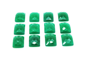 Natural Green Onyx Gemstone Rectangle Faceted Cabochon Loose Crystal Wholesale