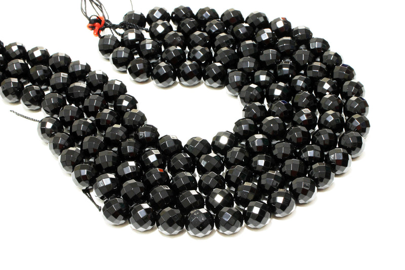 Natural Black Onyx Gemstones Loose Gem Round Beads 16