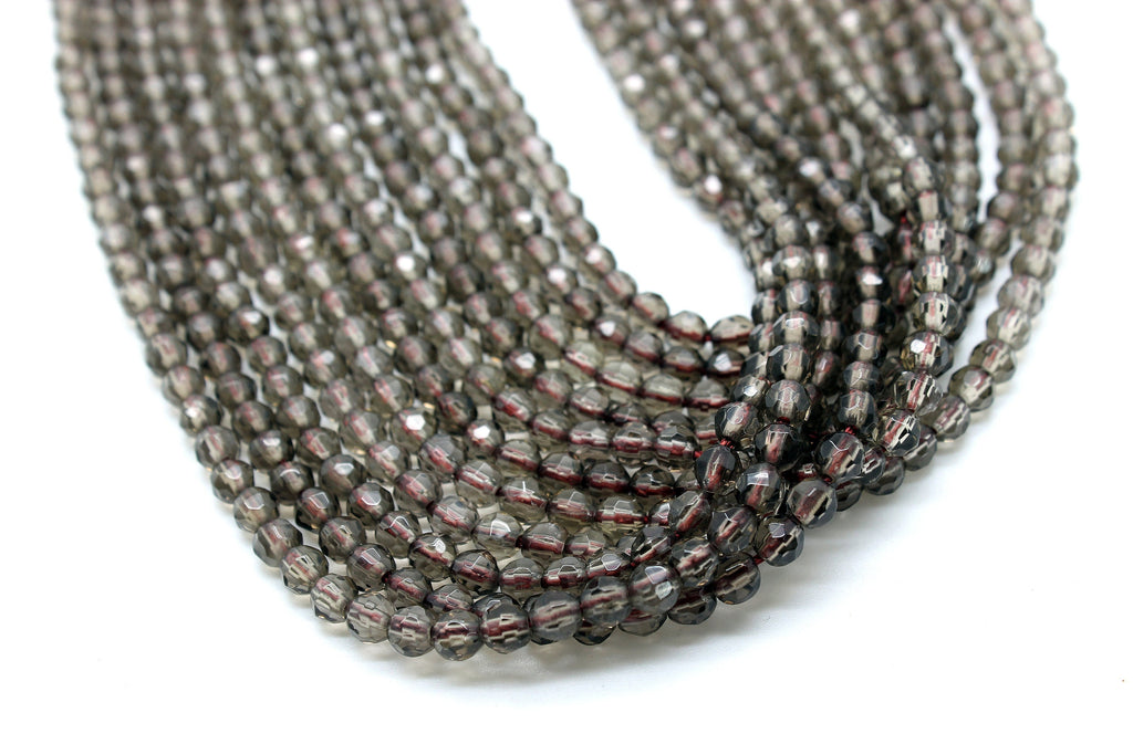 6mm Natural Smoky Quartz Delicate Loose Faceted Gemstone Bulk Beads DIY Jewelry