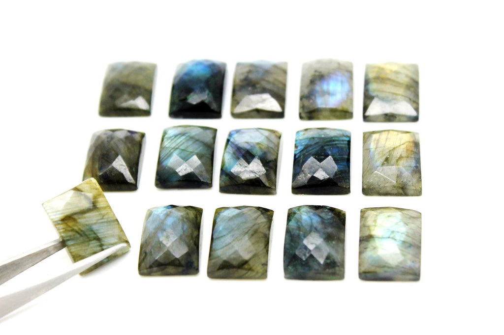 13x18mm Rectangle Natural Labradorite Faceted Cabochon Loose Gemstone Wholesale