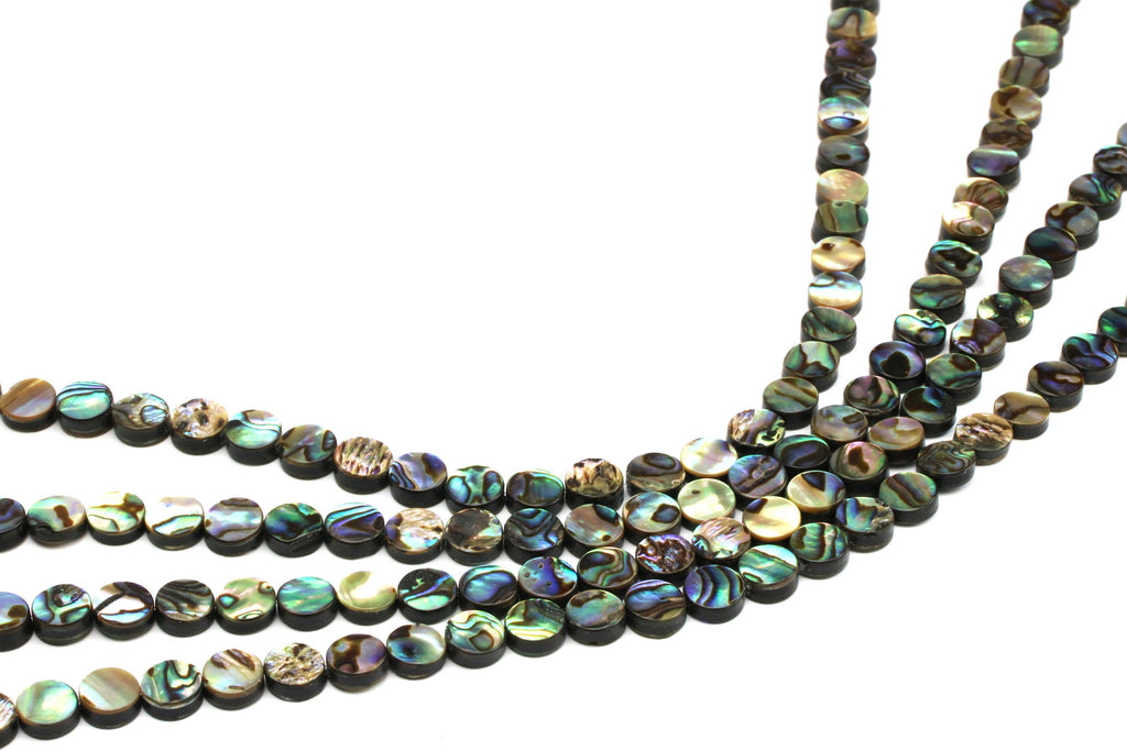 Natural Abalone Shell Coin Shape Smooth Flat Gemstone Beads Multicolor Wholesale