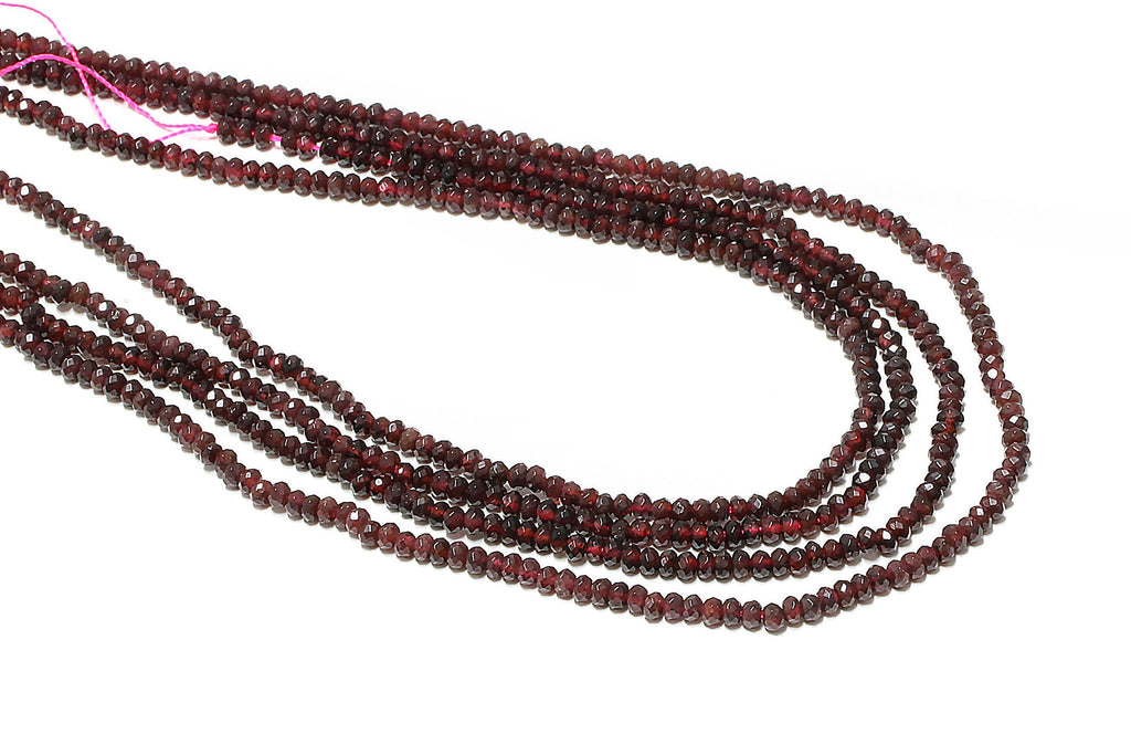 Garnet Gemstone Beads Natural Faceted 2x4mm Rondelle January Birthstone Bulk Gem