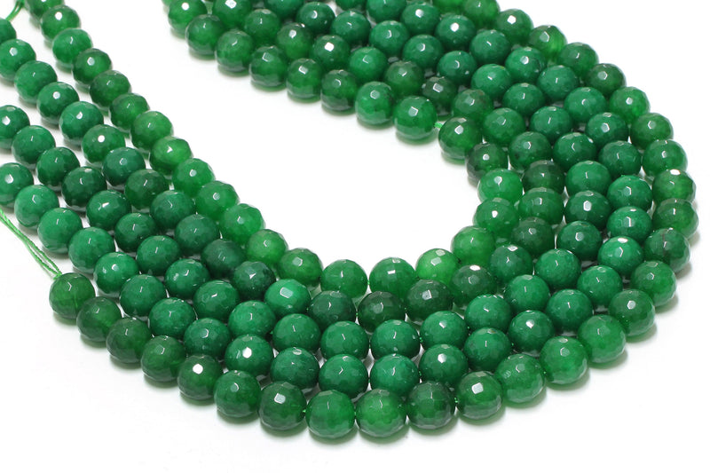 Round Opaque AA Jade Beads Natural Faceted Gemstone Loose DIY Jewelry Supplies
