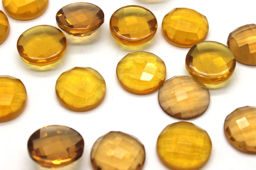 16mm Natural Citrine Faceted Cabochon Yellow Fine AA Gemstone Wholesale Supplies
