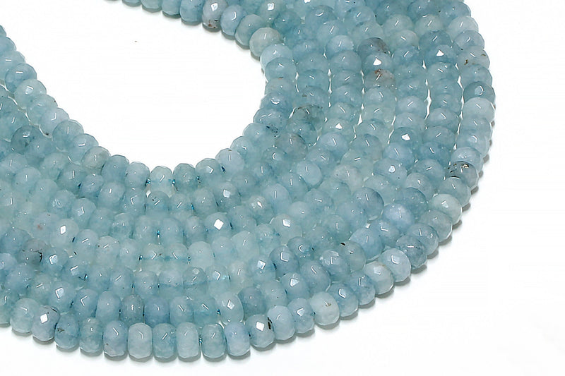 Natural Aquamarine Rondelle Beads Faceted 5x8mm Loose Gemstone March Birthstone