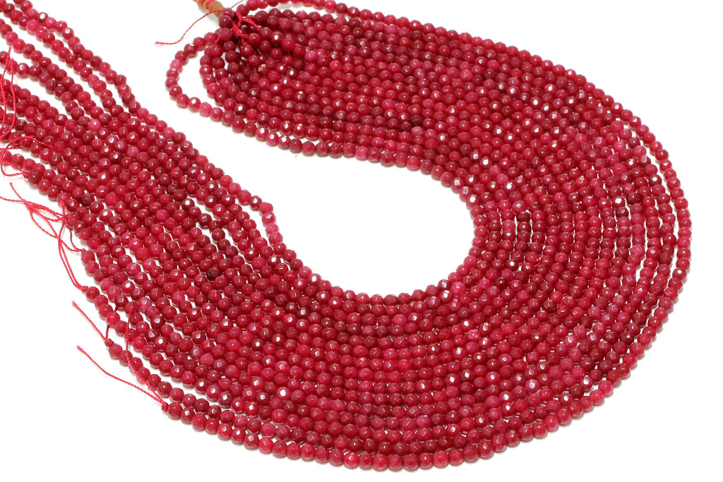 Faceted Red Jade Beads Round Loose Gemstone Wholesale Jewelry Making Supply