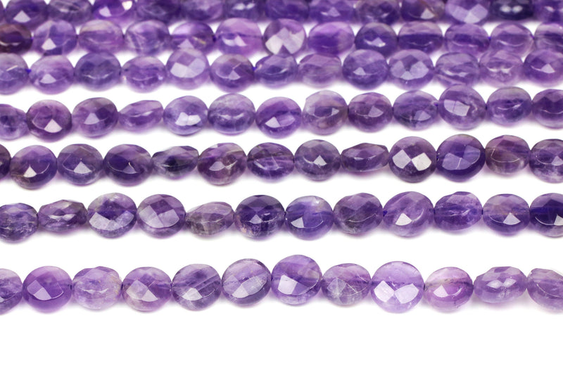 Amethyst 8mm Coin Beads Jewelry Making Stone Natural Loose 16