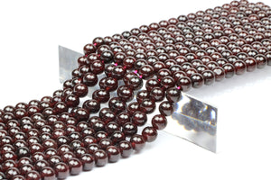 Garnet Gemstone Beads Smooth Round Natural Loose DIY 6mm Gem January Birthstone