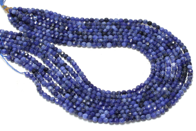Sodalite Beads Natural Loose Blue Round Faceted Bulk Gemstone 4mm Jewelry Making