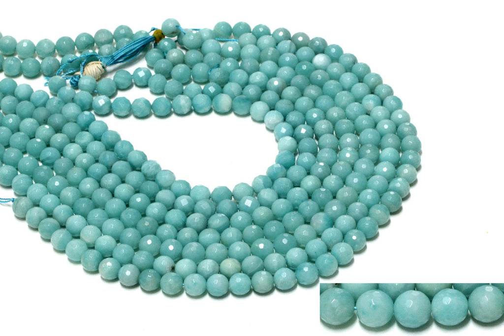 Round Natural Semi Precious Amazonite Gemstone Beads Knotted Beaded Necklace 16"