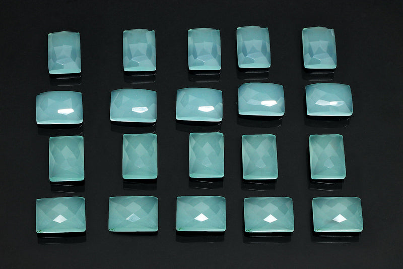 Natural Aqua Chalcedony Gemstone Faceted AA Loose Cabochon DIY Jewelry Wholesale