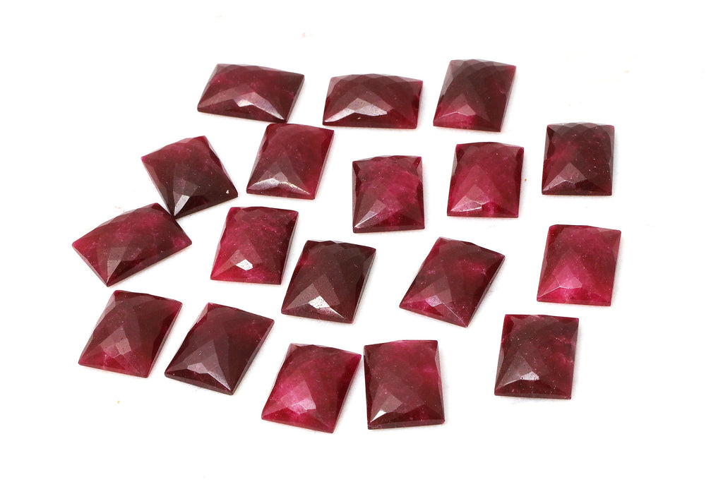 Natural Ruby Cabochon Gemstone Loose Rectangle Faceted Jewelry Making Wholesale