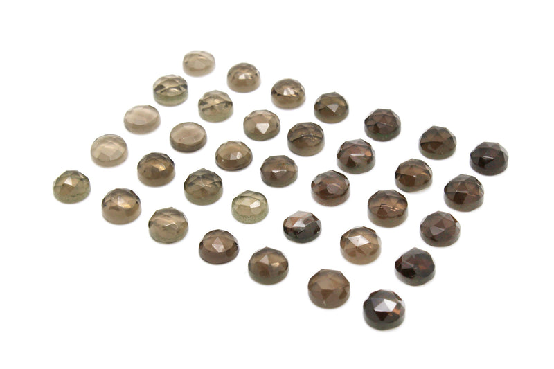 Natural Smoky Quartz Faceted Cabochon 6mm Round Brown Loose Gemstone DIY Jewelry