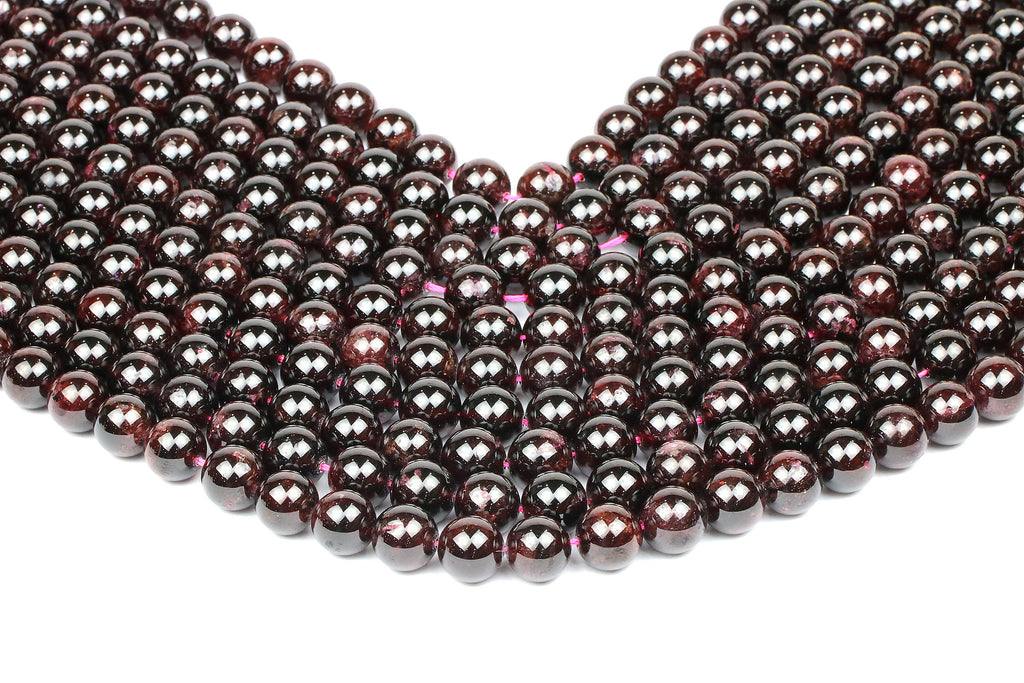 Round Garnet Gemstone Beads Smooth Natural 16" Strand Jewelry Making Supplies